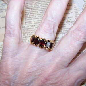Sterling Silver Vermeil 5-Stone 3.75CT TW Garnet Cocktail Ring - Size 8